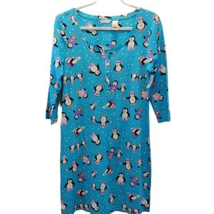 Adonna women's Christmas Sleepwear nightgown Penguin Blue size M NWT